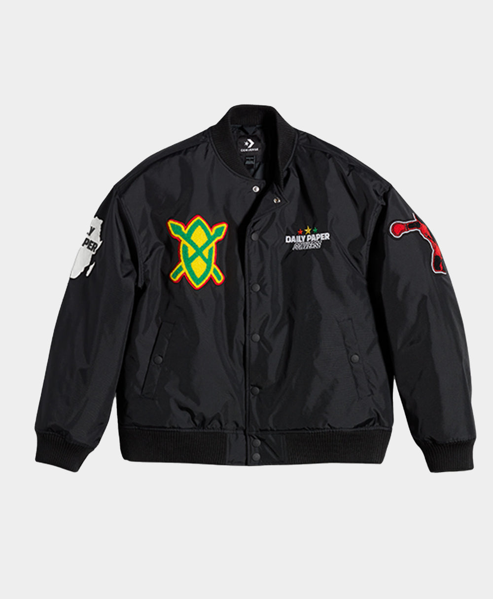 DP - Daily Paper X Converse Black Stadium Jacket - Packshot - front