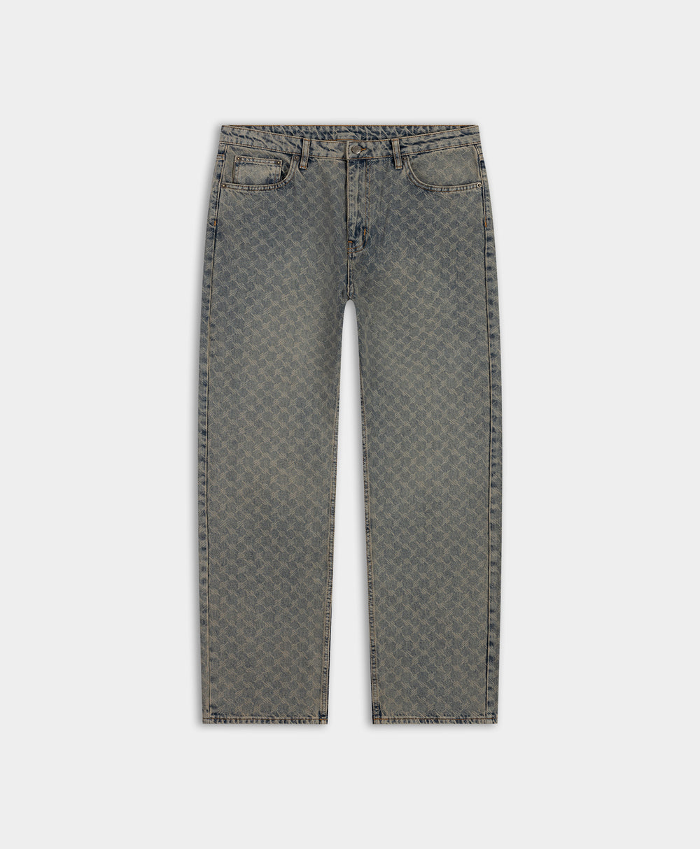 DP - Seal Beige Faded Monogram Amba Jeans - Packshot - Front