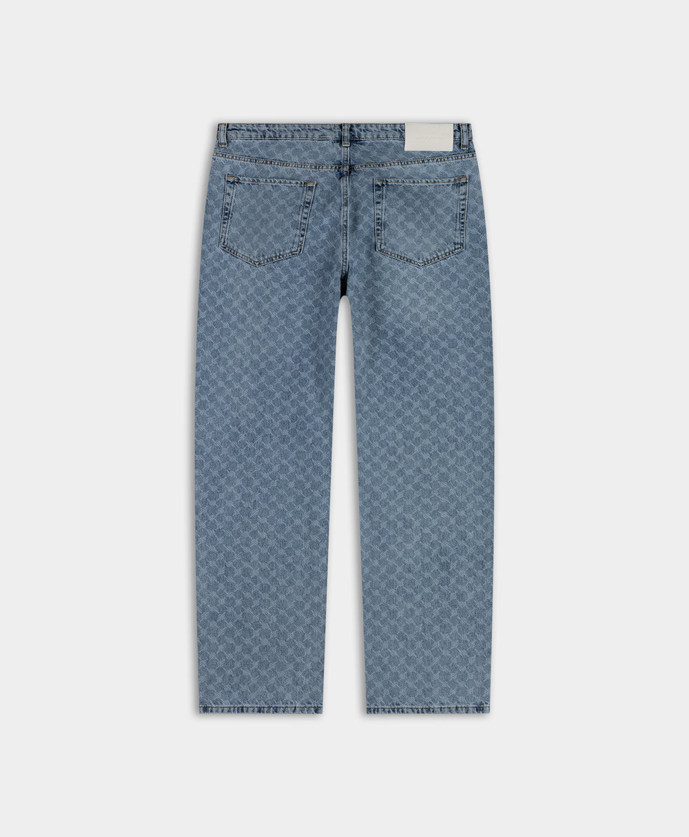 DP - Seal Blue Faded Monogram Amba Jeans - Packshot - Rear
