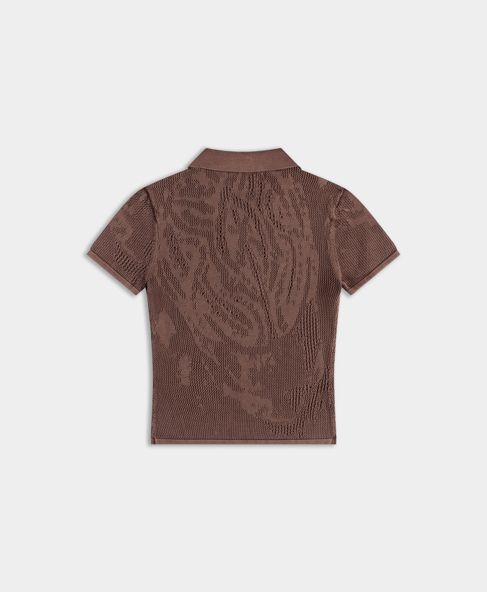 DP - Bordeaux Red Braided Washed Polo - Packshot - Rear