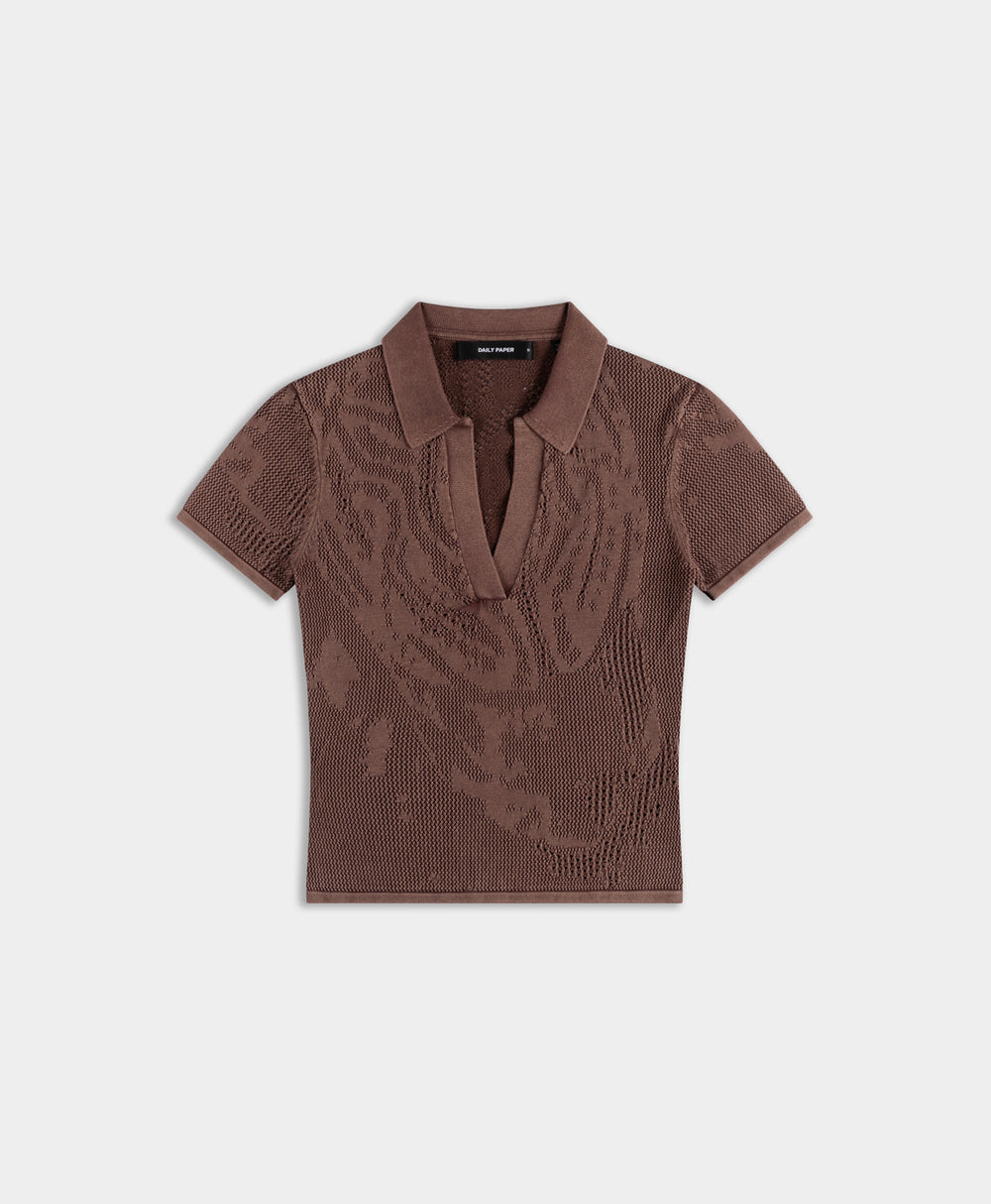DP - Bordeaux Red Braided Washed Polo - Packshot - Front