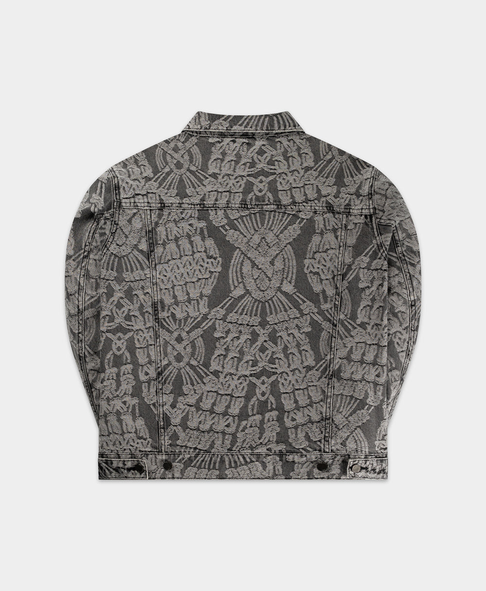 DP - Grey Denim Macrame Jacket - Packshot - Rear