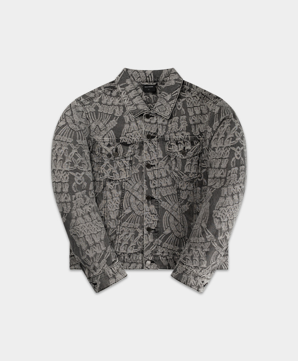 DP - Grey Denim Macrame Jacket - Packshot - Front