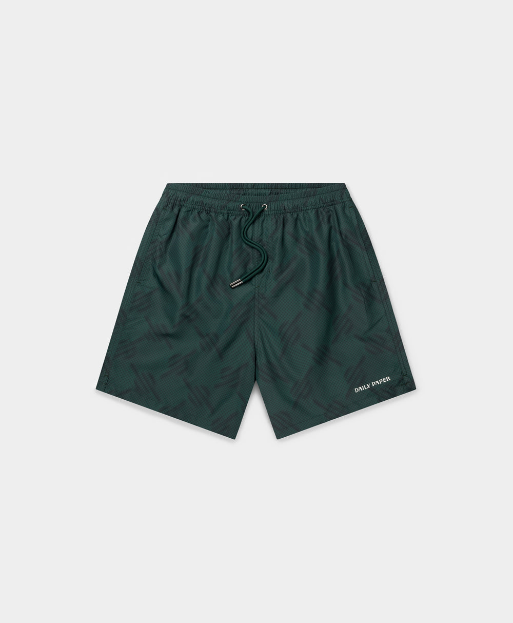DP - Bistro Green Dotted Monogram Swimshorts - Packshot - Front