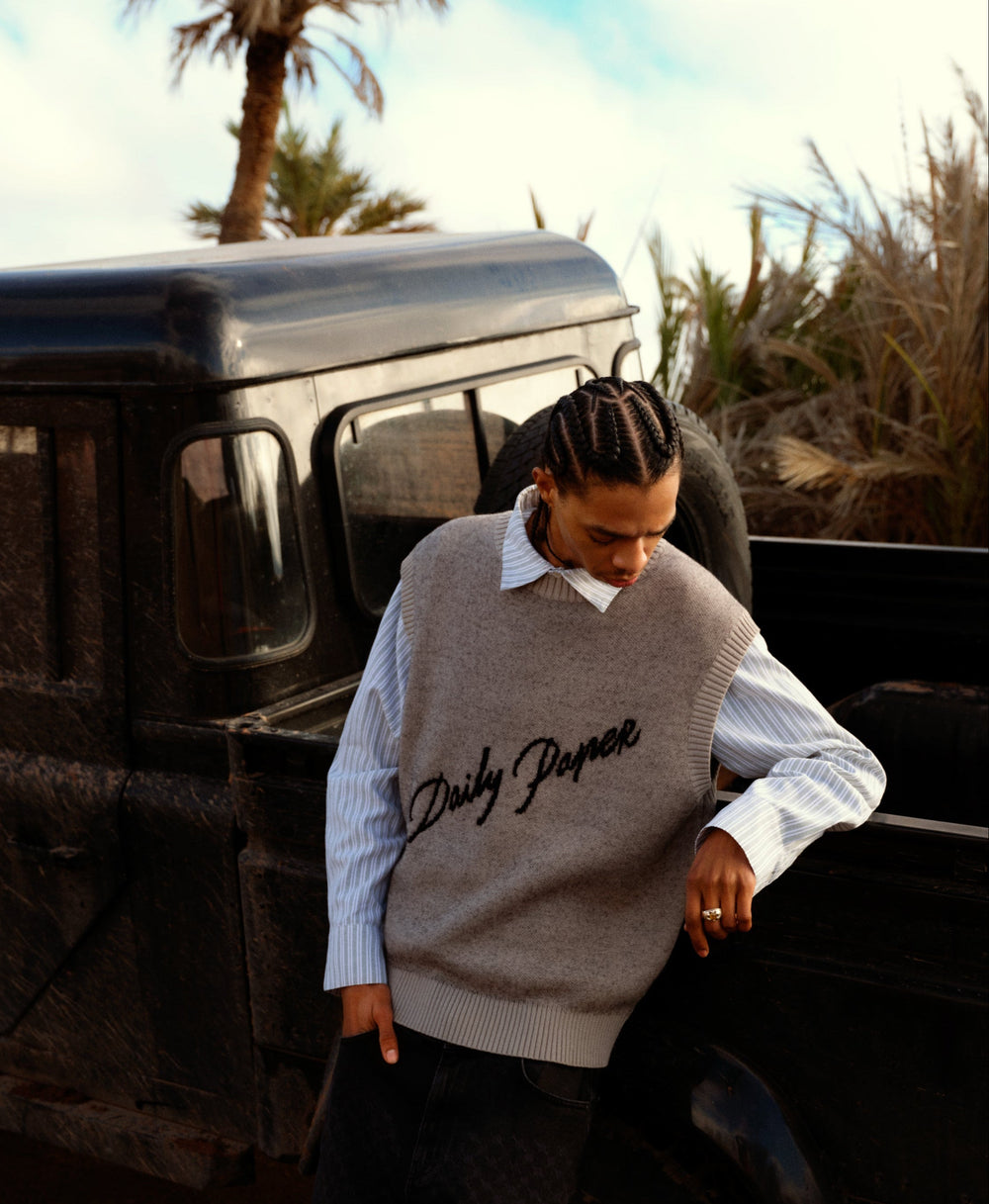 DP - Desert Sage Script Logo Knit Vest - Packshot - front