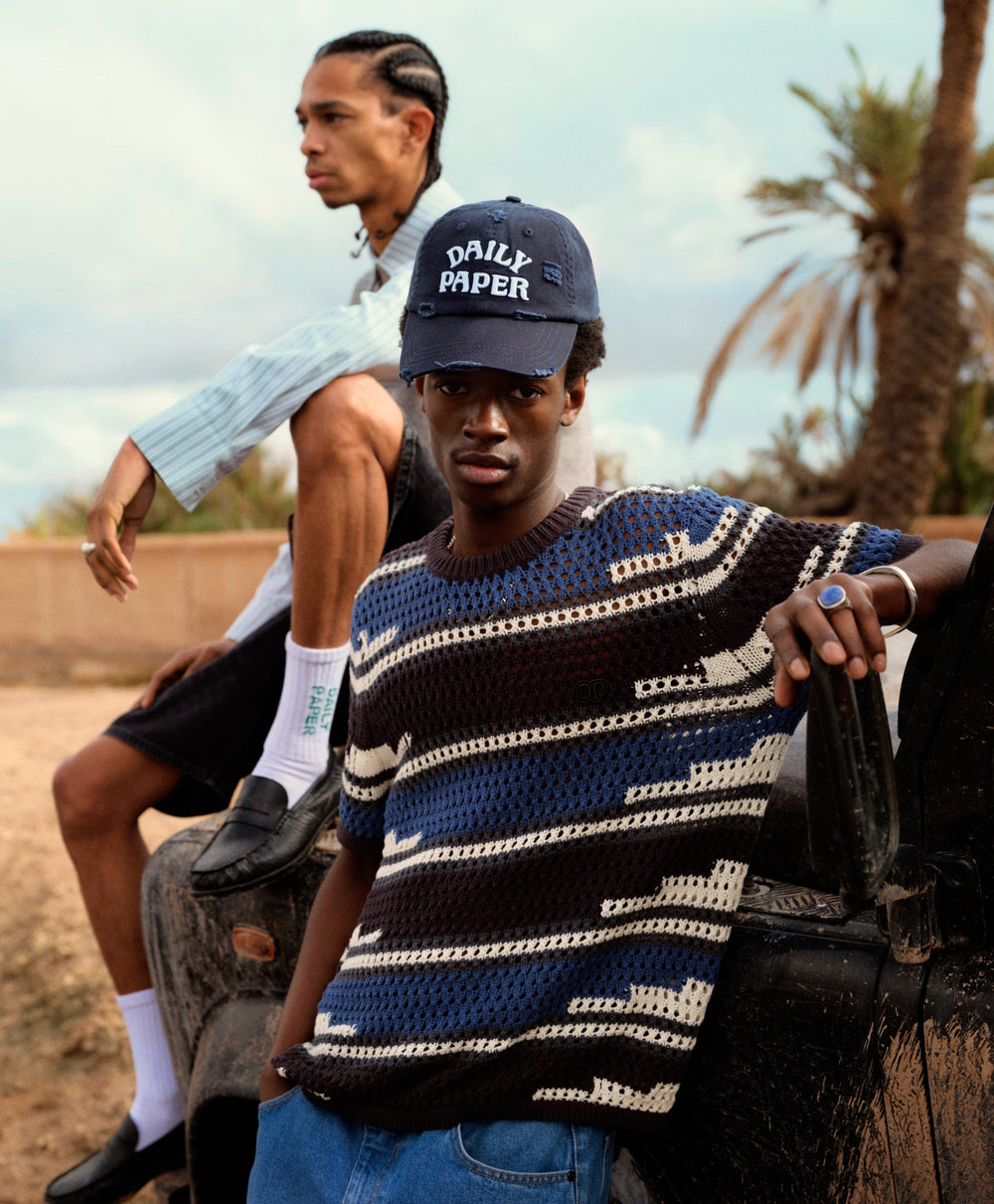 DP - Woodland Grey Kente Stripe Knit Shirt - Packshot - front