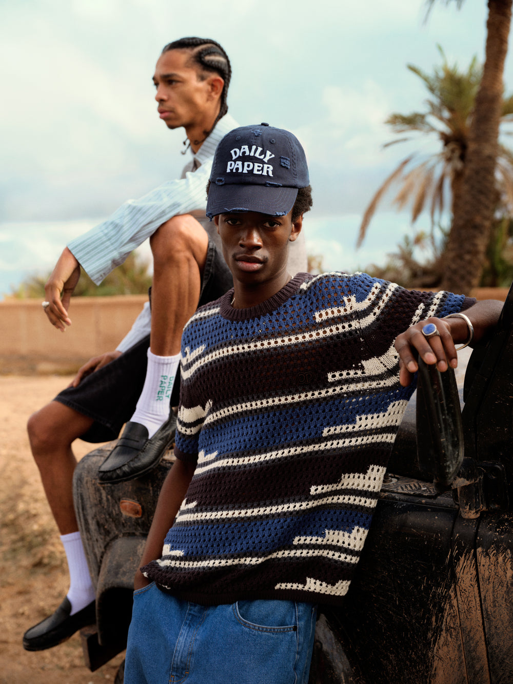 DP - Woodland Grey Kente Stripe Knit Shirt - Packshot - front