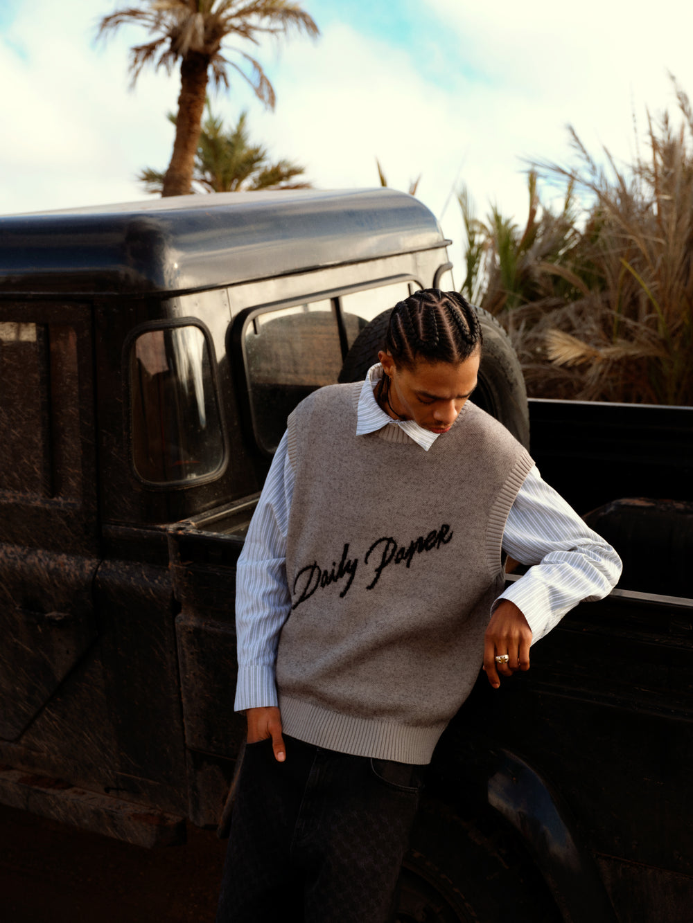 DP - Desert Sage Script Logo Knit Vest - Packshot - front