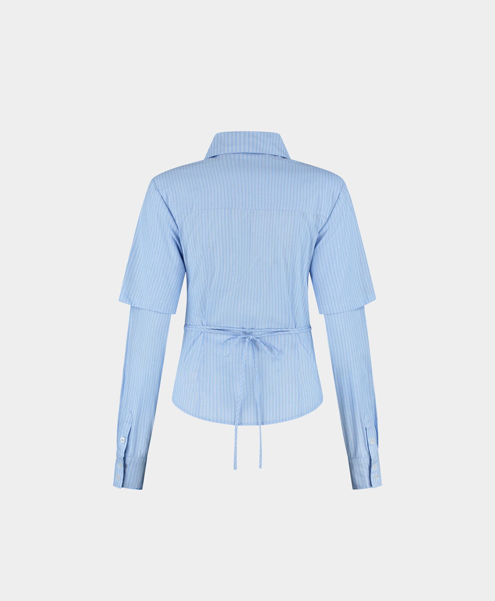 DP - Blue Stripe Fitted Shirt - Packshot - Rear