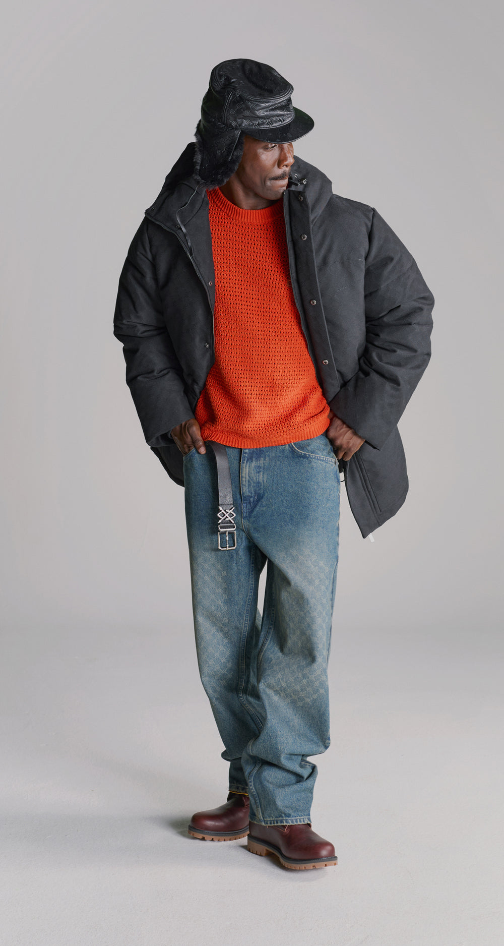 DP - Black Oba Monogram Puffer - Modelshot - men - front