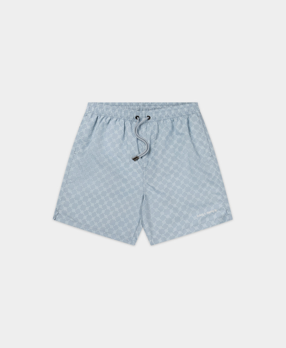 DP - Subdued Blue Logo Swim shorts - Packshot - front