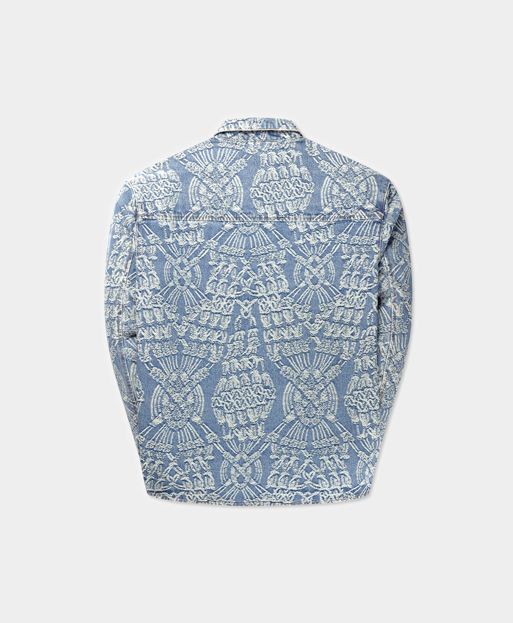 DP - Mid Blue Macrame Rahul Shirt - Packshot - Rear