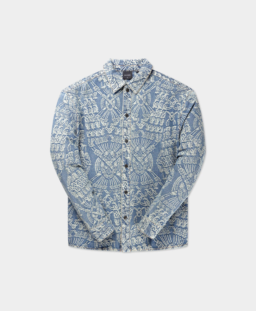 DP - Mid Blue Macrame Rahul Shirt - Packshot - Front
