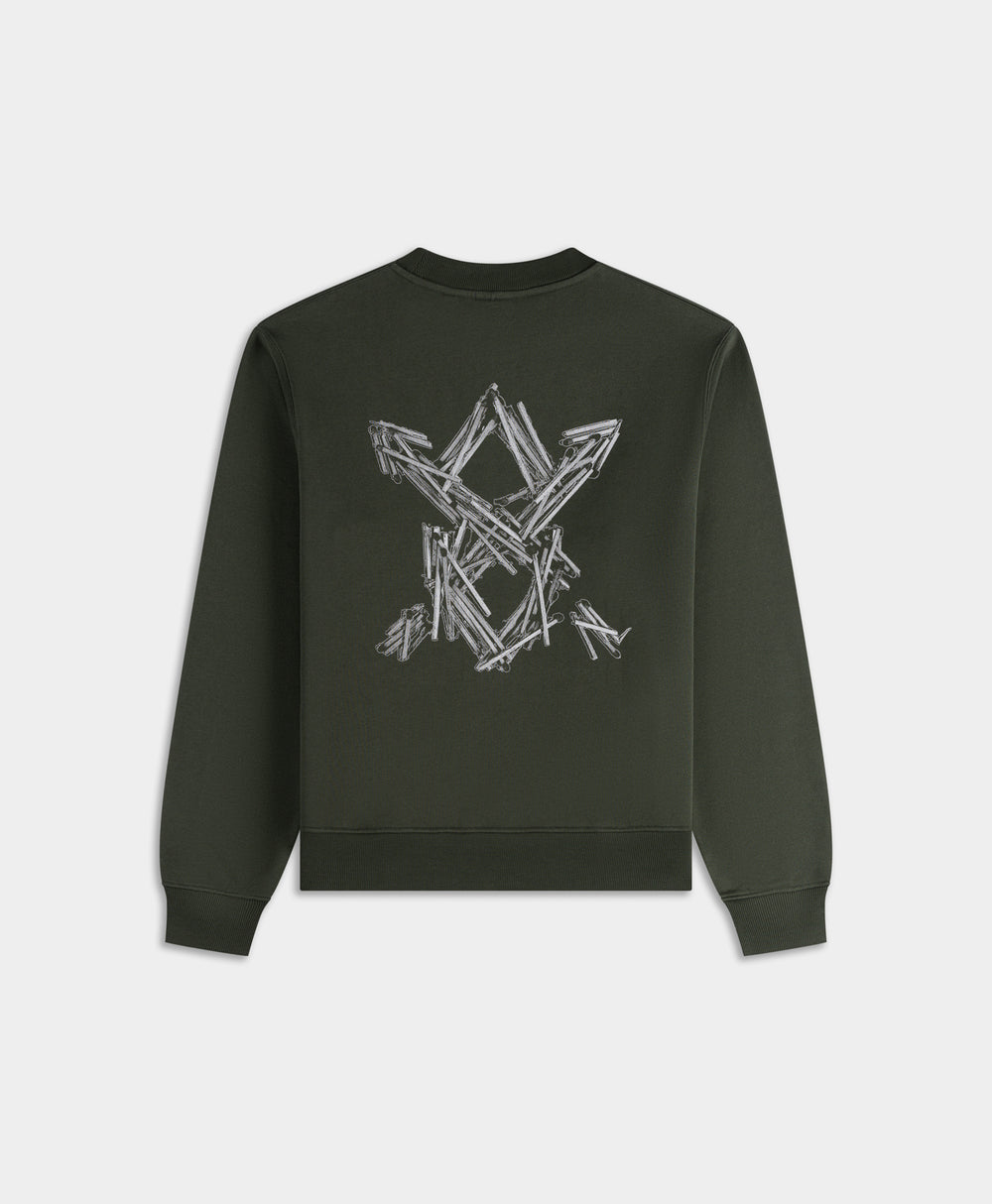 DP - Rosin Green Matchstick Shield Sweater - Packshot - rear