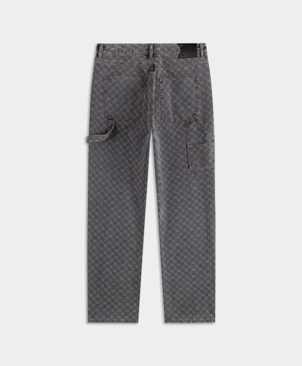 DP - Grey Monogram Workwear Amba Jeans - Packshot - rear