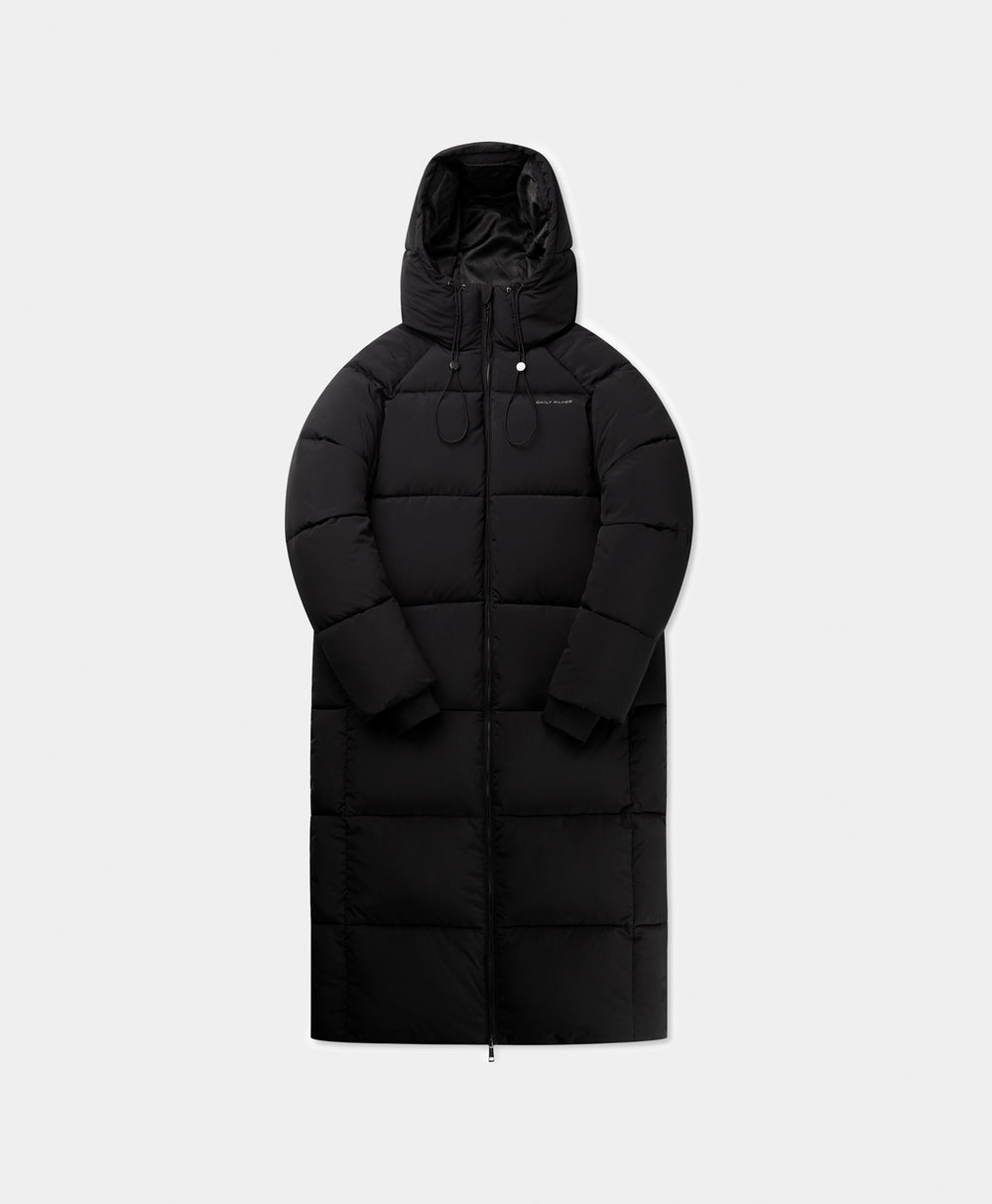 DP - Black Relaxed Long Puffer - Packshot - front