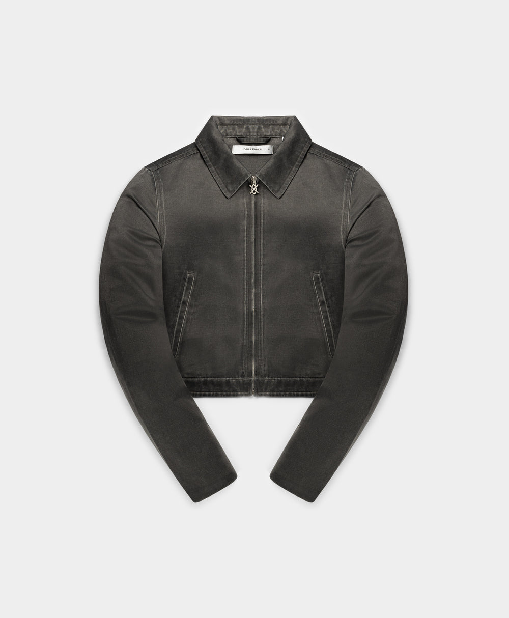 DP - Black Oyster Satin Washed Jacket - Packshot - Front