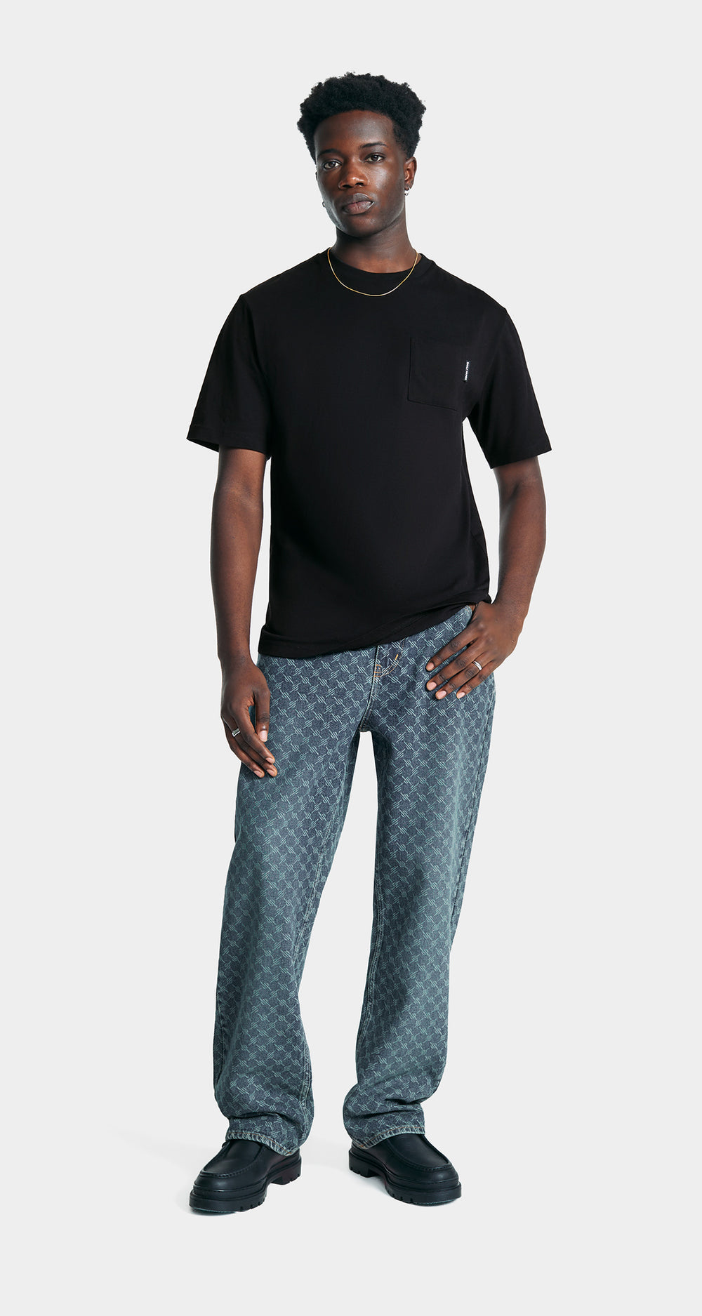 DP - Sand Blue Amba Monogram Relaxed Jeans - Men - Front