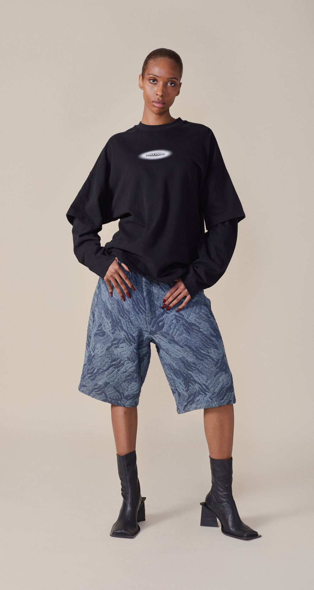DP - Camo Monogram Jeans Shorts - wmn - front