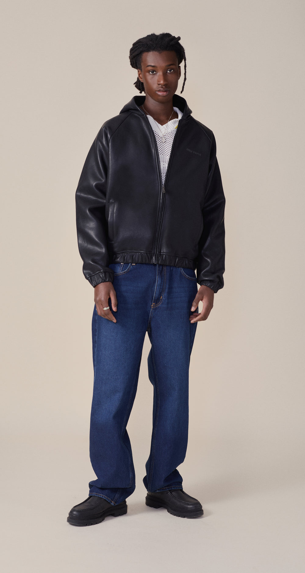 DP - Black Pu Scuba Jacket - men - front