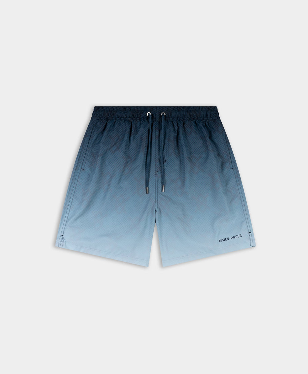 DP - Blue Wing Teal Ombre Dotted Shield Swimshorts - Packshot - Front