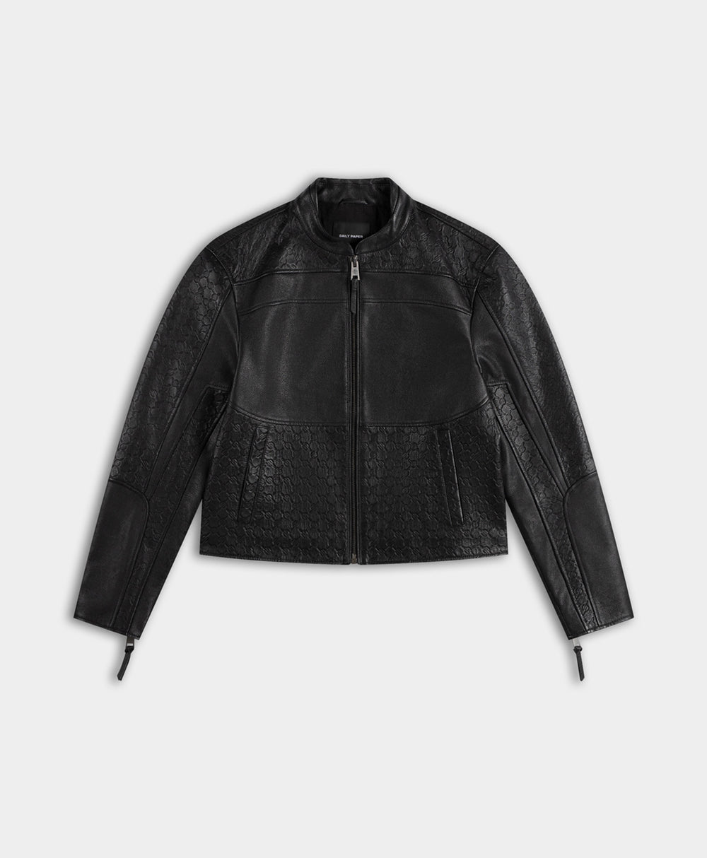 DP - Black Structured Leather Jacket - Packshot - front