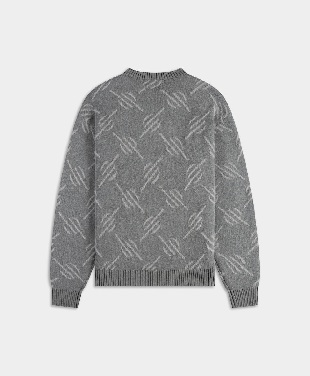 DP - Grey Tevin Monogram Knit Sweater - Packshot - rear