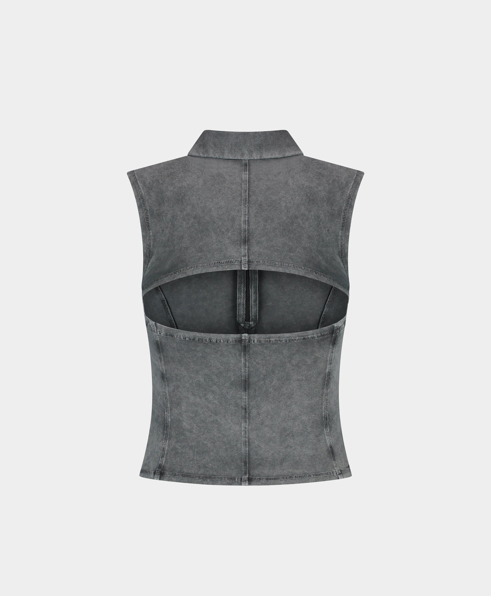 DP - Formal Grey Washed Jersey Polo - Packshot - Rear