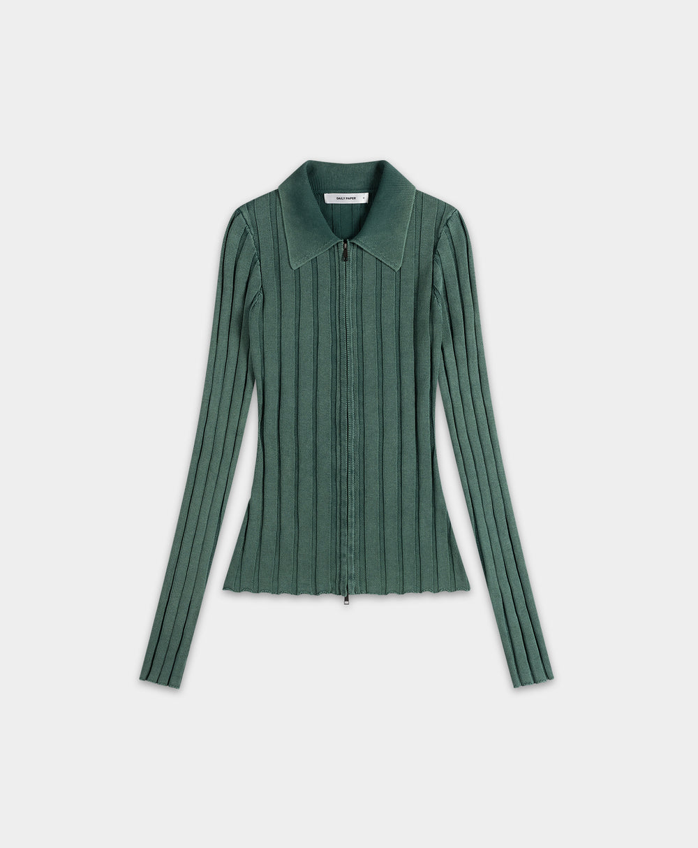 DP - Bistro Green Washed Knit Cardigan - Packshot - Front