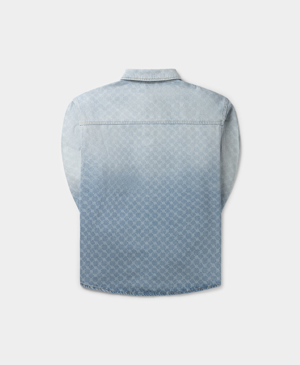 DP - Mid Blue Zella Monogram Denim Longsleeve Shirt - Packshot - Rear