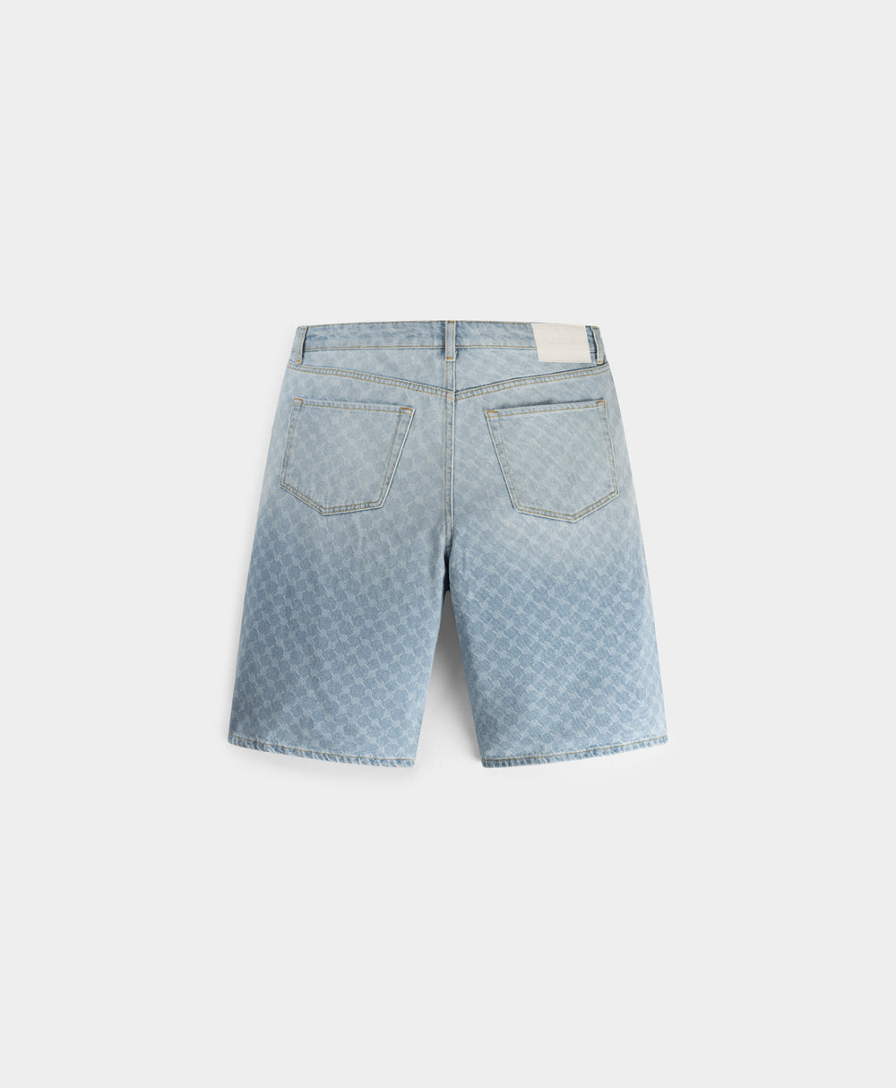 DP - Mid Blue Zella Monogram Denim Shorts - Packshot - Rear