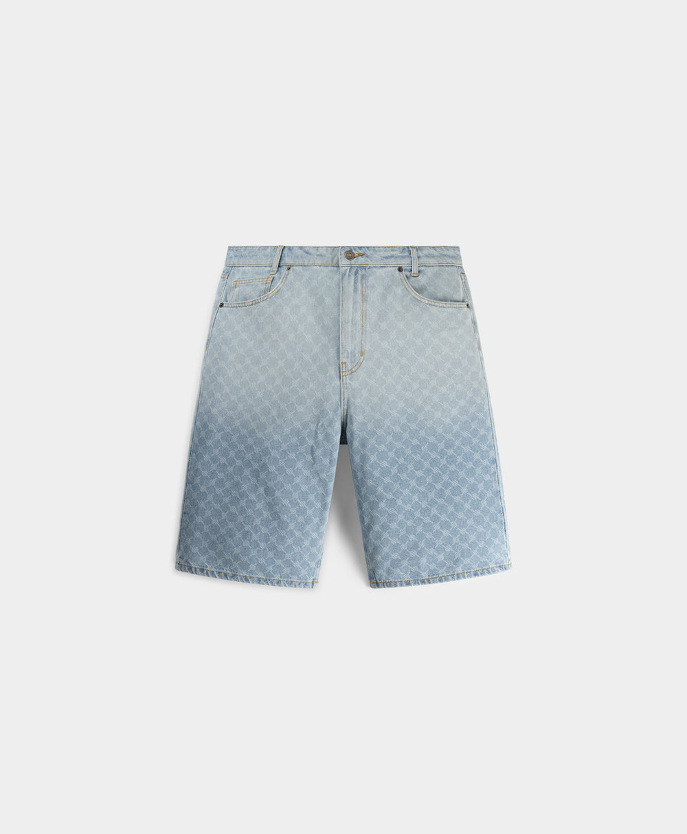 DP - Mid Blue Zella Monogram Denim Shorts - Packshot - Front