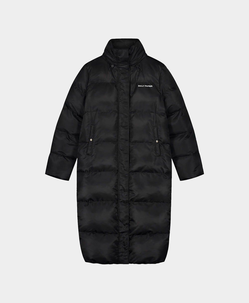 DP - Black Epuff Long Jacket - Packshot - Front