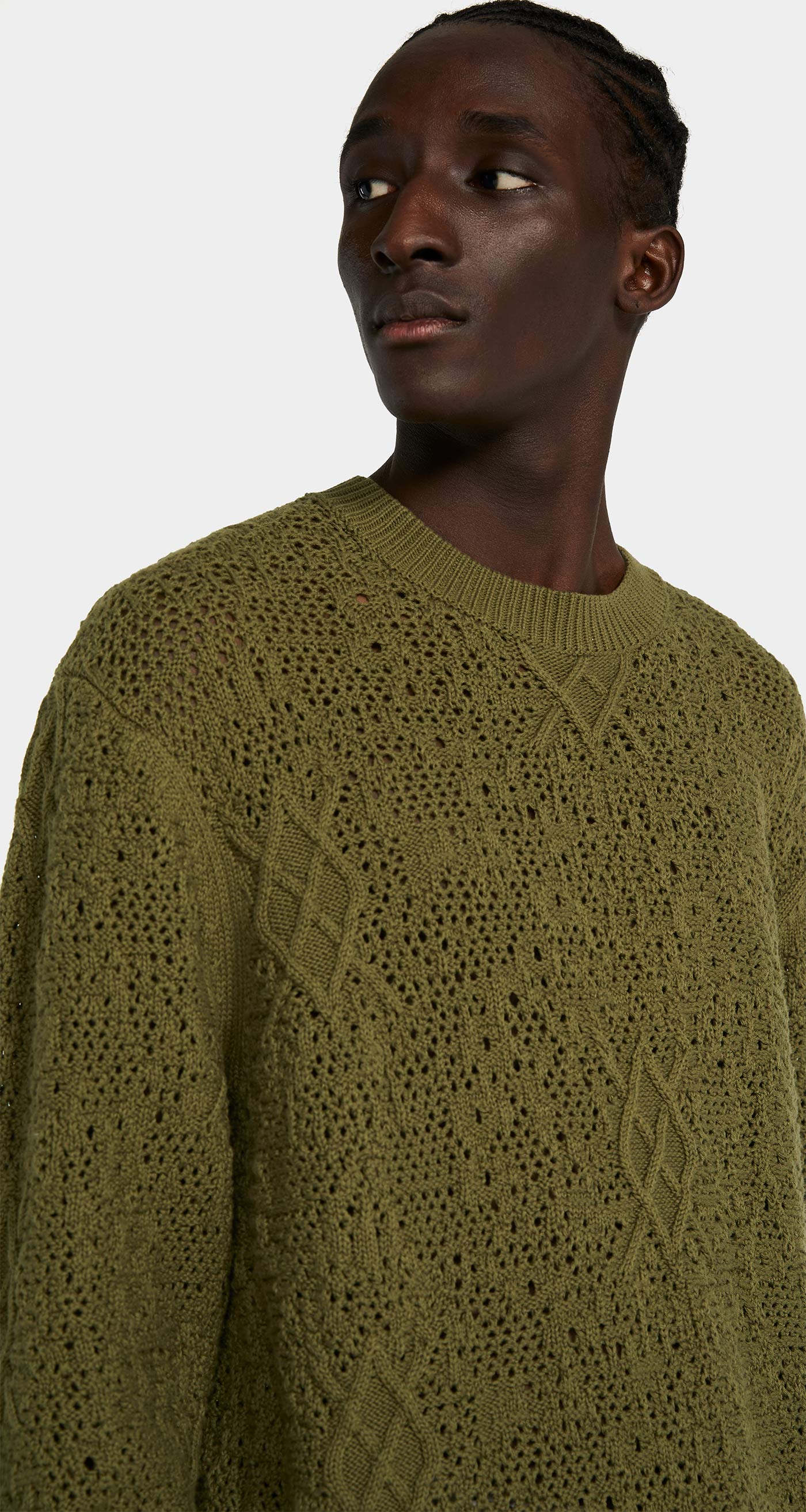 DP - Four Leaf Green Shield Crochet Sweater - Men