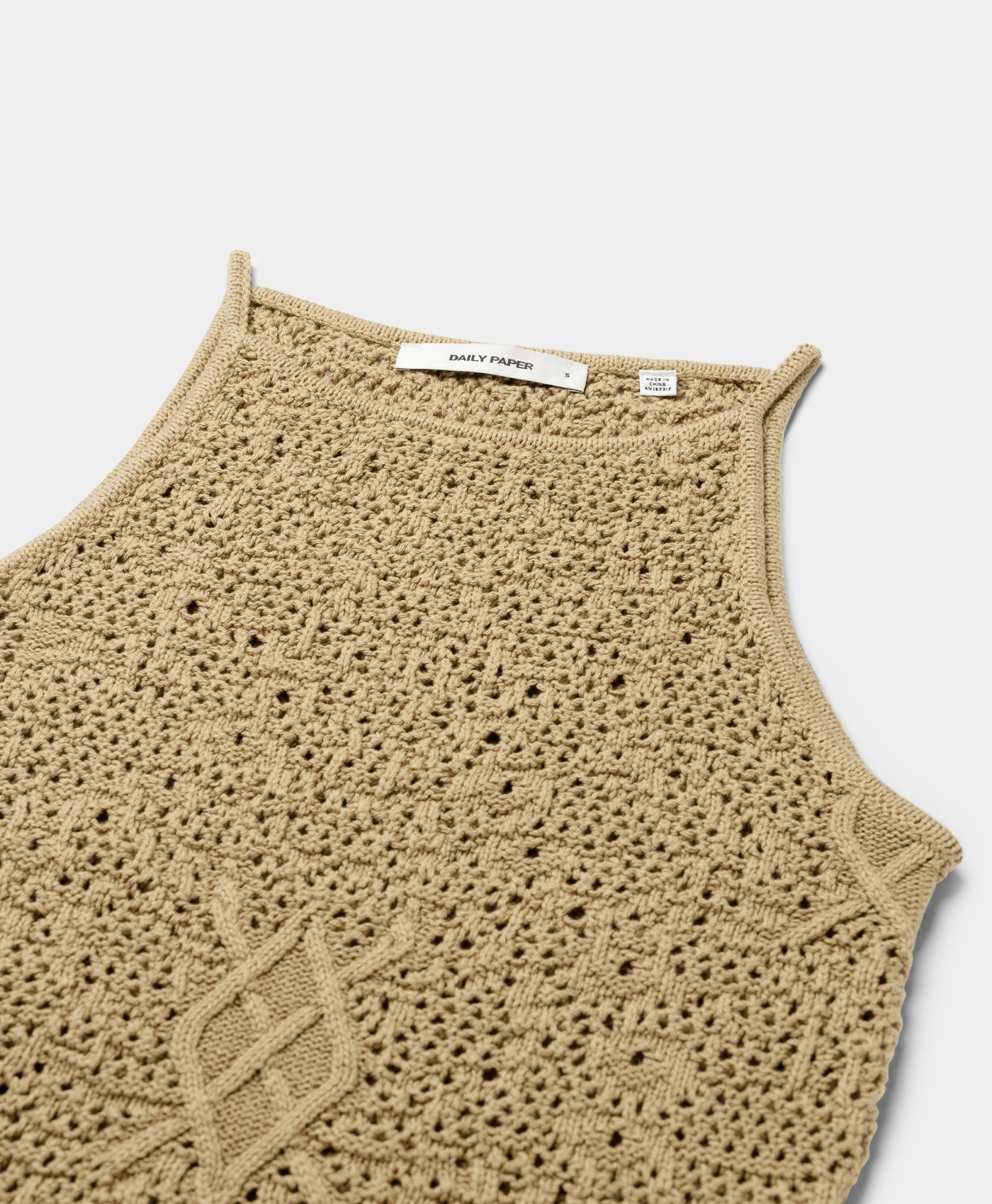 DP - Twill Beige Shield Crochet Dress - Packshot