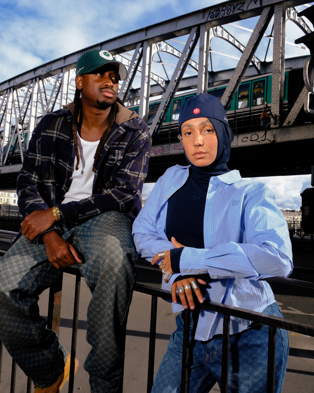 DP - Oceanside Blue Daily Paper x New Era Ile de France Cap - Modelshot - Women