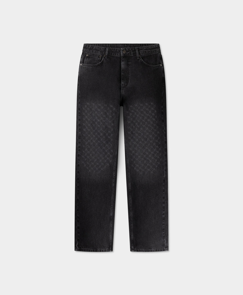 DP - Black Faded Monogram Amba Jeans - Packshot - Front