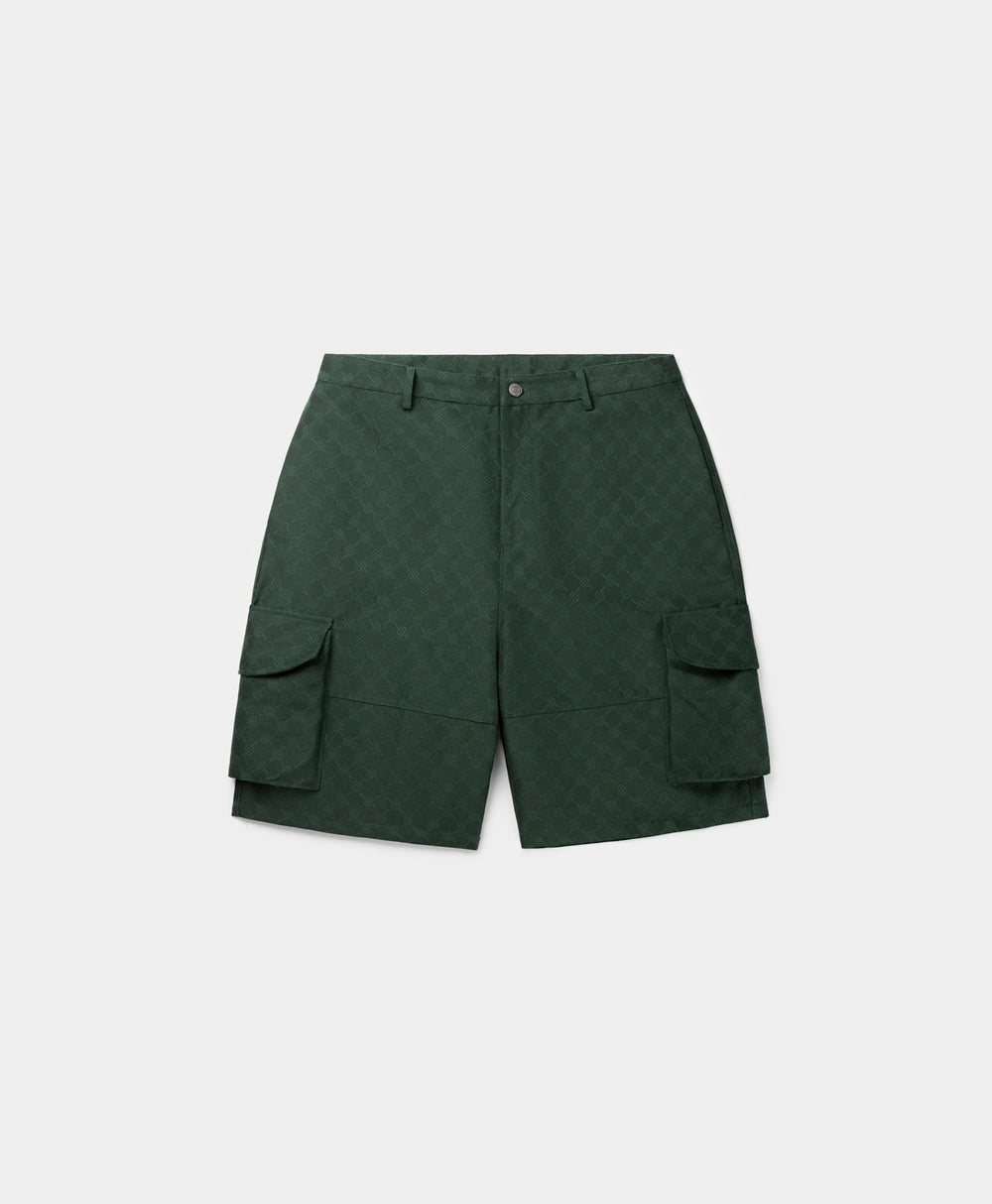 DP - Pine Green Benji Monogram Cargo Shorts - Packshot - Front