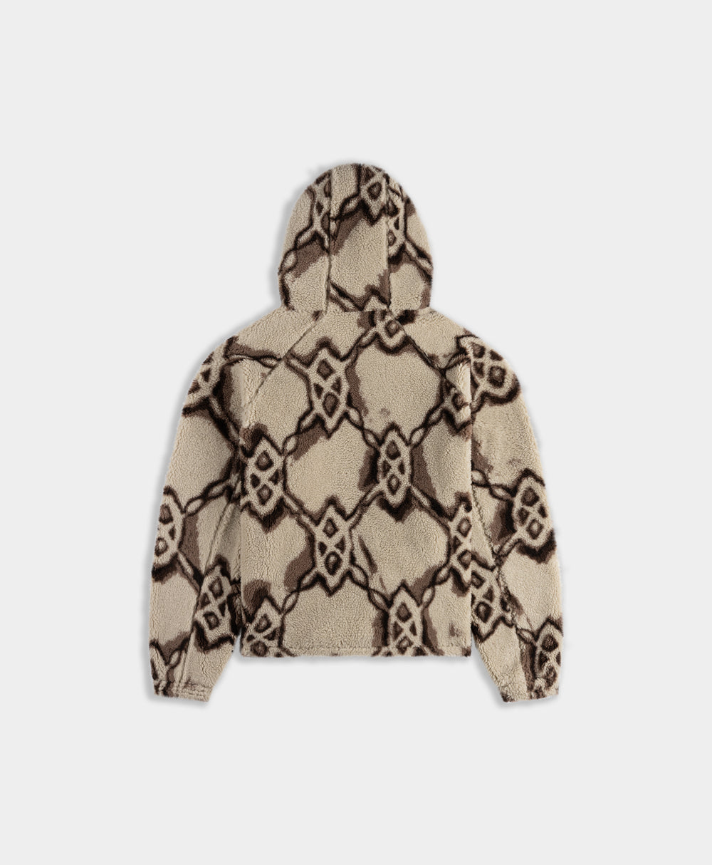 DP - Off White Burned Shield Sherpa Hoodie - Packshot - rear