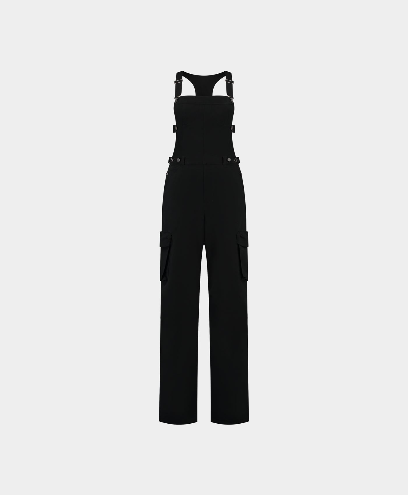 DP - Black Cotton Dungaree - Packshot - front 