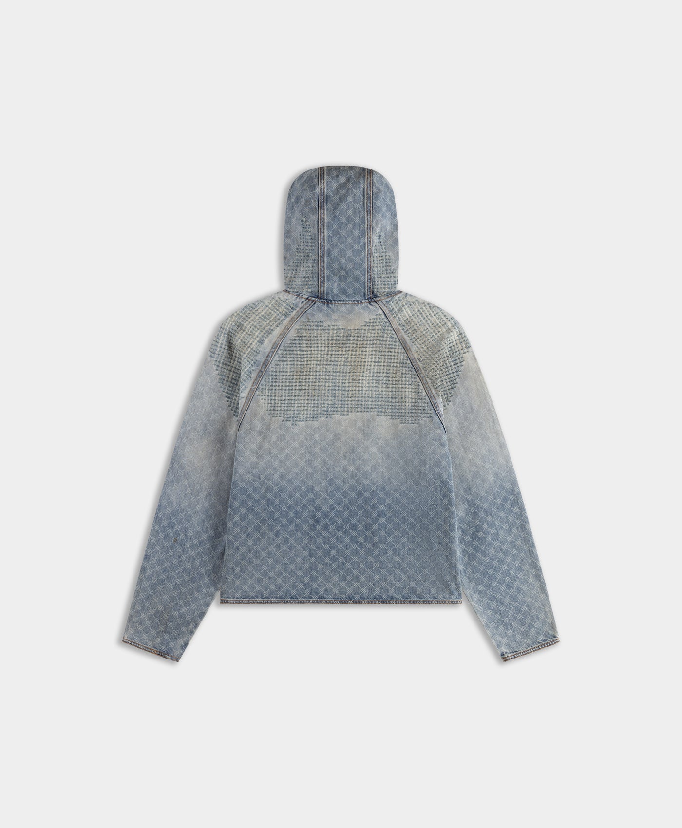 DP - Blue Destroyed Denim Hoodie - Packshot - rear