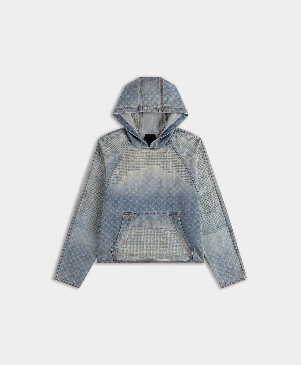 DP - Blue Destroyed Denim Hoodie - Packshot - front 