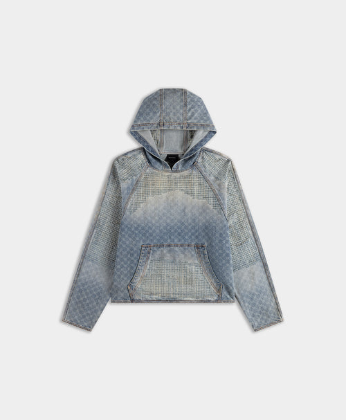 DP - Blue Destroyed Denim Hoodie - Packshot - front 