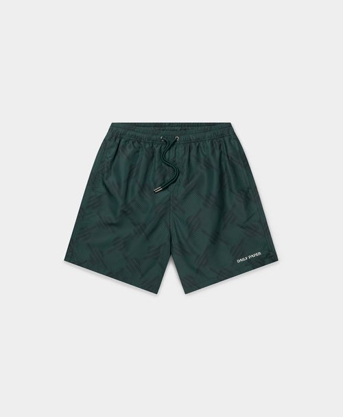 DP - Bistro Green Dotted Monogram Swimshorts - Packshot - front 