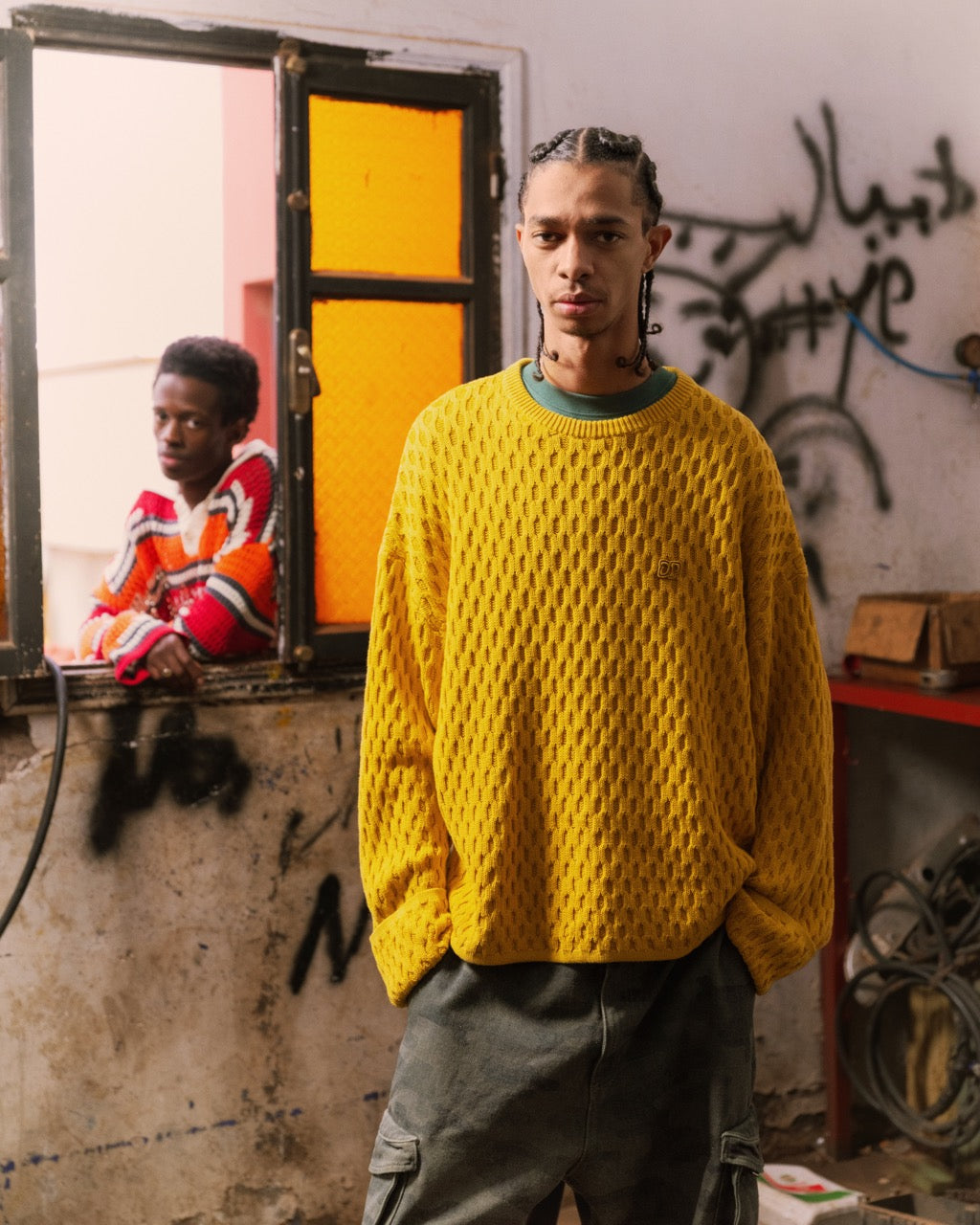 DP - Misted Yellow Dp Badge Flat Knit Sweater - Packshot - detail