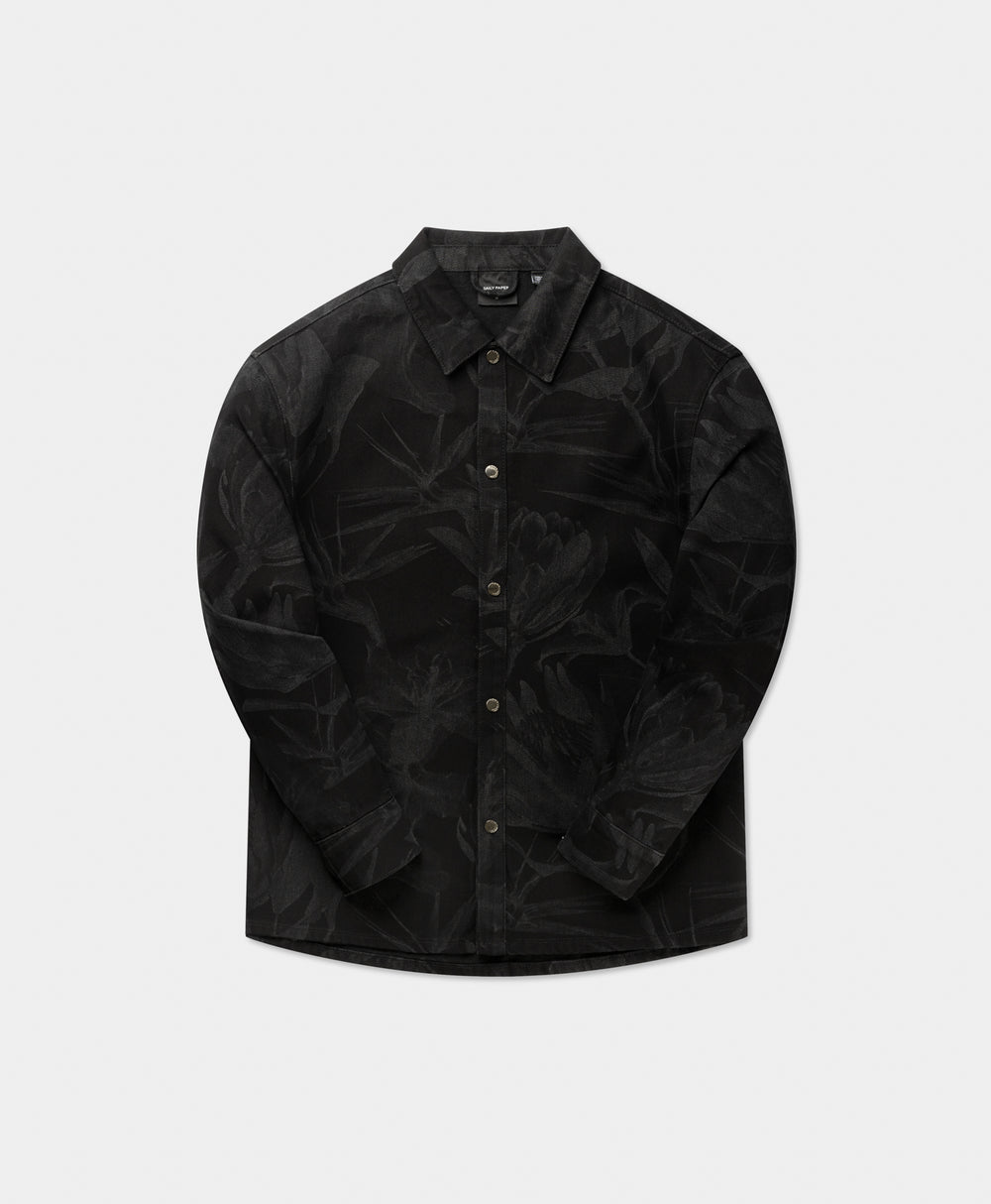 DP - Black Floral Laser Denim Shirt - Packshot - front 