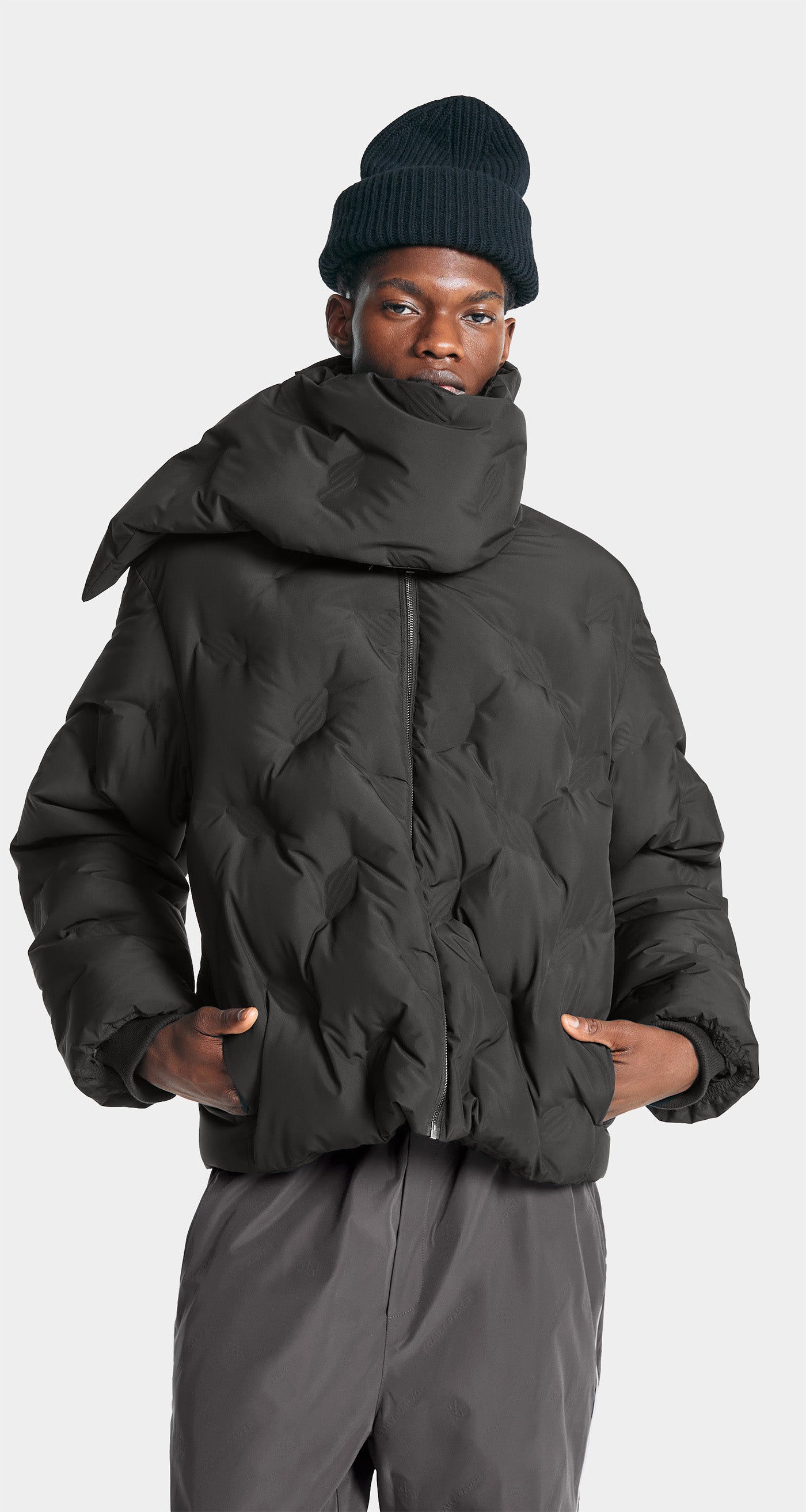 DP - Jet Black Ayan Monogram Puffer Jacket - Modelshot - men -  detail