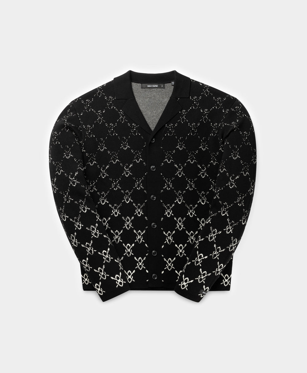 DP - Black Kirabo Gradient Knit Sweater Boxy Cardigan - Packshot - Front