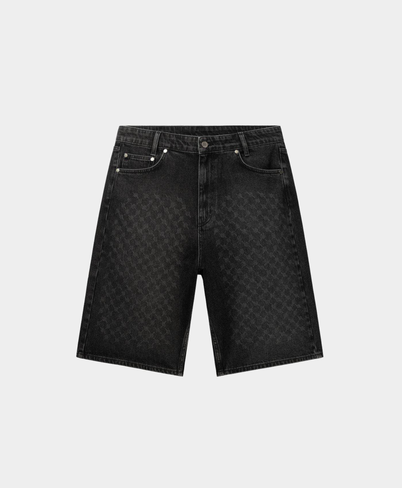 DP - Black Laser Monogram Denim Shorts V2 - Packshot - front