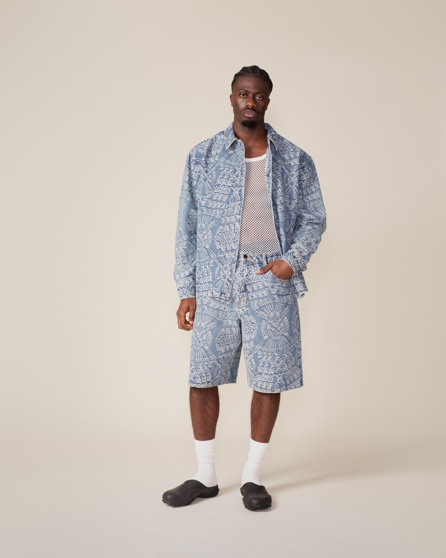 DP - Mid Blue Macrame Rahul Shirt - Modelshot - mens